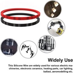 Гибкий кабель для электричества с силиконовой изоляцией 22 AWG, 5 метров [2,5 м Черный и 2,5 м Красный] Сопротивление высоким температурам цена и информация | Кабели и провода | pigu.lt