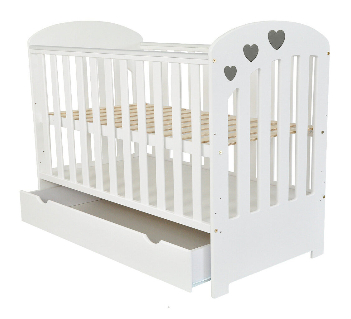 Vaikiška lovytė su stalčiumi Arus EMILY, 120x60 cm, balta цена и информация | Kūdikių lovytės | pigu.lt