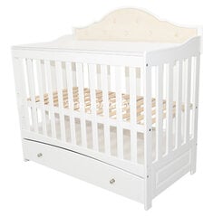 Vaikiška lovytė su stalčiumi Arus CARMEN, 120x60 cm, balta kaina ir informacija | Kūdikių lovytės | pigu.lt