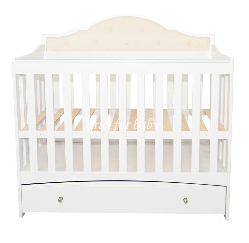 Vaikiška lovytė su stalčiumi Arus CARMEN, 120x60 cm, balta цена и информация | Kūdikių lovytės | pigu.lt