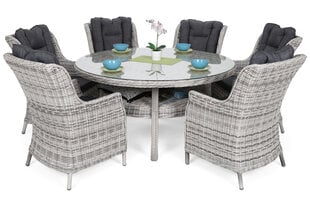Lauko baldų komplektas Bristol Round Elegant 150 cm, 6+1, šviesiai pilkas kaina ir informacija | Lauko baldų komplektai | pigu.lt