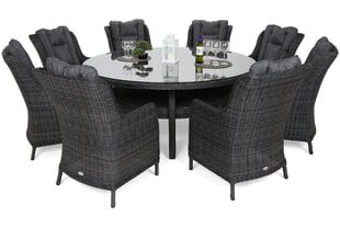 Lauko baldų komplektas Bristol Round Elegant 180 cm, 8+1, pilkas kaina ir informacija | Lauko baldų komplektai | pigu.lt