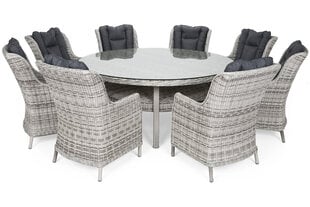 Lauko baldų komplektas Bristol Round Elegant 180 cm, 8+1, šviesiai pilkas kaina ir informacija | Lauko baldų komplektai | pigu.lt