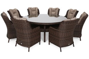 Lauko baldų komplektas Bristol Round Elegant 180 cm, 8+1, rudas kaina ir informacija | Lauko baldų komplektai | pigu.lt