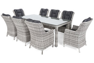 Lauko baldų komplektas Bristol 230 cm, 8+1, pilkas цена и информация | Комплекты уличной мебели | pigu.lt