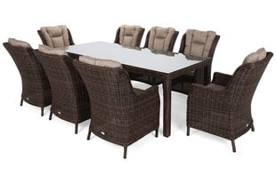 Lauko baldų komplektas Bristol 230 cm, 8+1, tamsiai rudas kaina ir informacija | Lauko baldų komplektai | pigu.lt