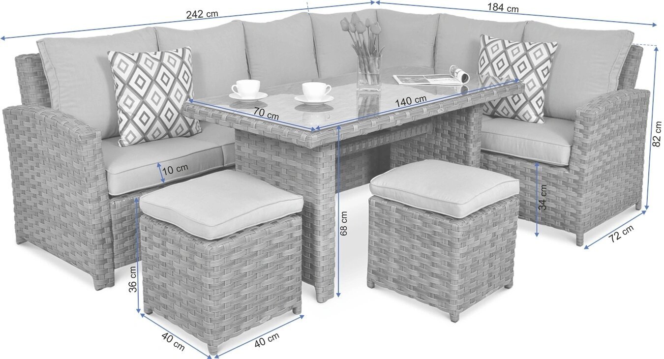 Lauko baldų komplektas Santana dining, pilkas цена и информация | Lauko baldų komplektai | pigu.lt
