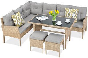 Lauko baldų komplektas Cortina Corner + su foteliu, smėlio spalvos kaina ir informacija | Lauko baldų komplektai | pigu.lt