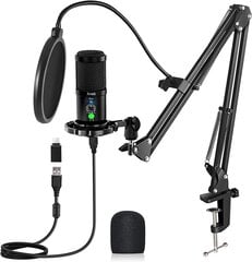 AVEEK Professional USB -конденсатор комплект 192 кГц / 24bit PC Microphone с микрофонной подставкой для микрофона для записей, радио, игр, потоковой передачи цена и информация | Микрофоны | pigu.lt