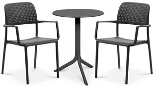 Lauko baldų komplektas Bora Spritz 2+1, tamsiai pilkas цена и информация | Комплекты уличной мебели | pigu.lt