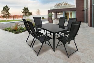 Lauko baldų komplektas Bonairen 6+1, juodas цена и информация | Комплекты уличной мебели | pigu.lt