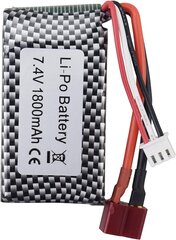 1 шт. литиевая батарея 7.4V 1800mah T-Plug разъем для WLTOYS A959-B A969-B A979-B K929-B 144001 RC высокой скорости внедорожной батареи цена и информация | Батарейки | pigu.lt