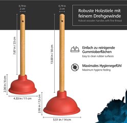 Stūmoklis Nirox 2 Set Siurble Bell, raudona kaina ir informacija | Priedai unitazams, bidė | pigu.lt