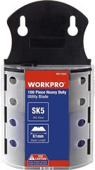 WorkPro Trapezoidal Blades, 100 PC. 0,6 мм толщина лезвия SK5 из нержавеющей стали в доноре, замена лезвий для складных ножей цена и информация | Механические инструменты | pigu.lt