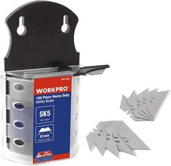 WorkPro Trapezoidal Blades, 100 PC. 0,6 мм толщина лезвия SK5 из нержавеющей стали в доноре, замена лезвий для складных ножей цена и информация | Механические инструменты | pigu.lt