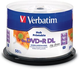 Vorbatim DVD Double Layer DVD+R DL 8,5 ГБ / 240 мин 8x, полный печатный белый идентификатор, 50 Stück в торте цена и информация | Виниловые пластинки, CD, DVD | pigu.lt
