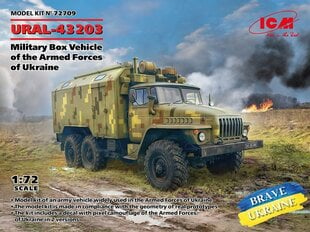 Klijuojamas modelis ICM 72709 Military Box Vehicle of the Armed Forces of Ukraine URAL-43203 1/72 kaina ir informacija | Klijuojami modeliai | pigu.lt
