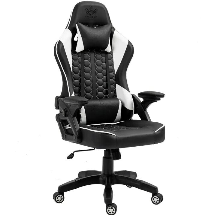 Pasukama žaidimų kėdė, Feyton, Kraken Chairs, juoda ir balta цена и информация | Biuro kėdės | pigu.lt