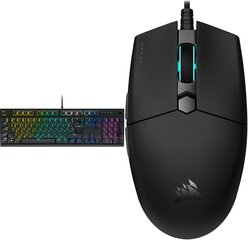 Corsair K60 RGB Pro Mechanical Gaming Keyboard, Qwertz, Schwarz & Qatar Pro XT Ultra-Light Gaming Gaming Mouse (симметричная форма, кнопки Corsair Quickstrike Feder, 18 000 DPI) Black цена и информация | Клавиатуры | pigu.lt