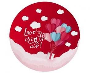 Бумажные тарелки с сердечками Love, 18 см, 12 шт. цена и информация | Праздничная одноразовая посуда | pigu.lt