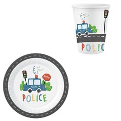 Набор одноразовой посуды на 6 персон "Полицейский" цена и информация | Праздничная одноразовая посуда | pigu.lt