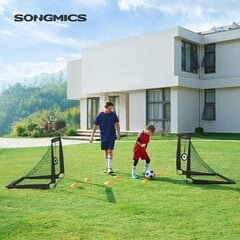 Футбольная цель Songmics для детей, 2 -серийный набор, портативный и складной, сад, парк, пляж, держащие палочки из волоконно -оптических стержней, Black SZQ422B01 цена и информация | Футбольные ворота и сетки | pigu.lt