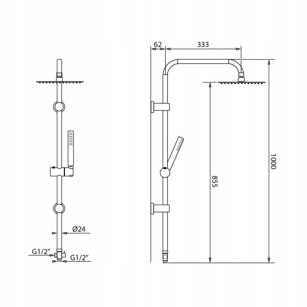 Dušo komplektas Surface Ines Cubic, 100 cm kaina ir informacija | Dušo komplektai ir panelės | pigu.lt