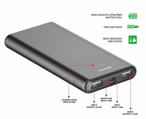 Swissten WORX II Power Bank Universāla Ārējas Uzlādes Baterija 2x USB-A | USB-C | Micro USB | 10000 mAh цена и информация | Зарядные устройства Power bank | pigu.lt