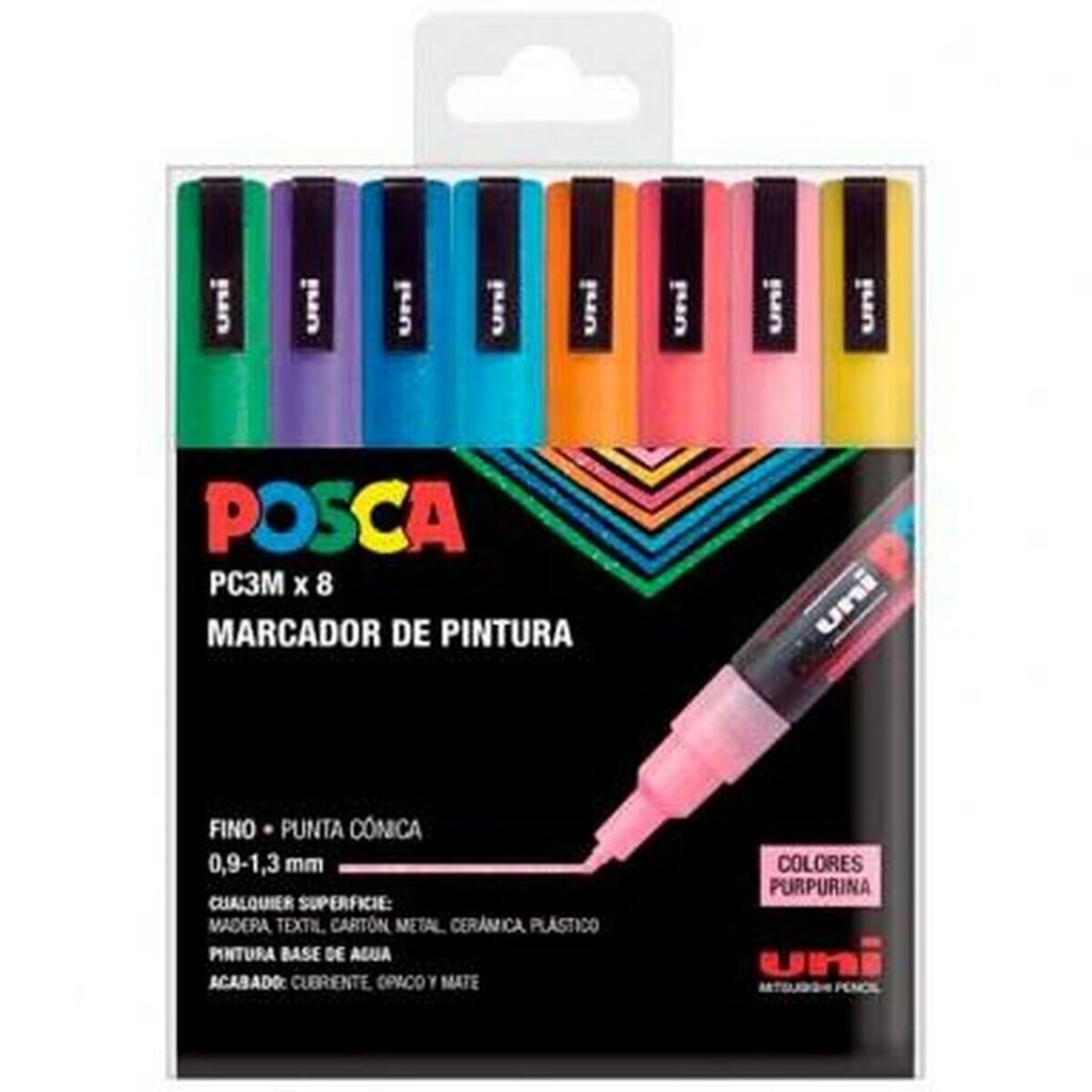 Žymeklių rinkinys Posca PC-3M, 8 vnt. kaina ir informacija | Kanceliarinės prekės | pigu.lt