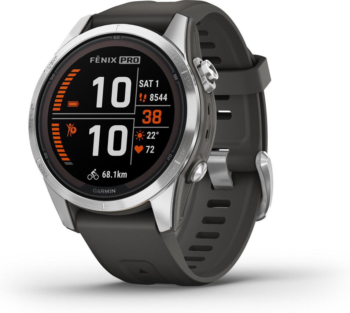 Garmin fēnix® 7S Pro Solar Silver/Graphite 42mm kaina ir informacija | Išmanieji laikrodžiai (smartwatch) | pigu.lt