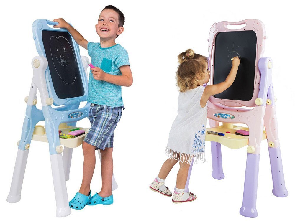 Magnetinė kreidinė lenta su priedais, mėlyna kaina ir informacija | Lavinamieji žaislai | pigu.lt