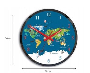 Vaikiškas sieninis laikrodis Maps kaina ir informacija | Laikrodžiai | pigu.lt