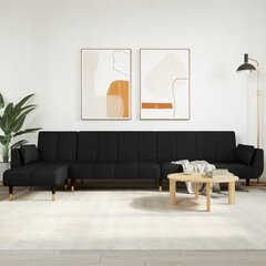 L formos sofa-lova vidaXL, juoda цена и информация | Диваны | pigu.lt