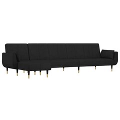 L formos sofa-lova vidaXL, juoda цена и информация | Диваны | pigu.lt