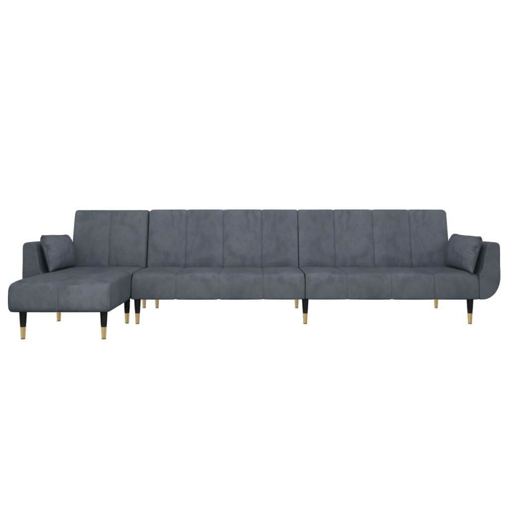 L formos sofa-lova vidaXL, pilka kaina ir informacija | Sofos | pigu.lt