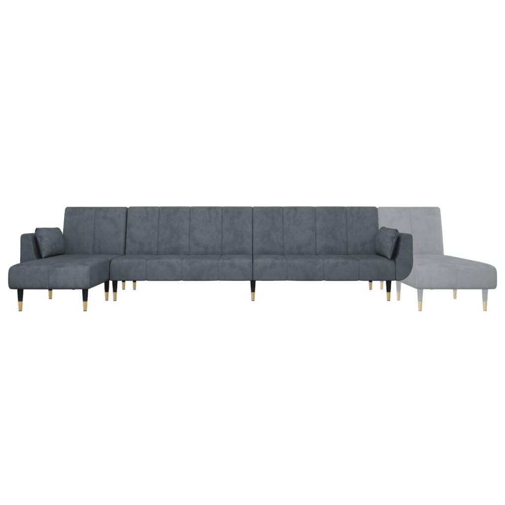 L formos sofa-lova vidaXL, pilka kaina ir informacija | Sofos | pigu.lt