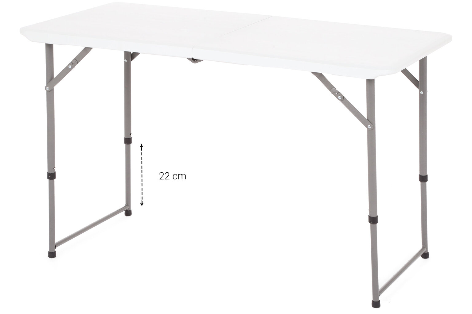 Sulankstomas lauko stalas Catering, 61 x 122 x 75 cm, baltas cm, reguliuojamo aukščio kaina ir informacija | Lauko stalai, staliukai | pigu.lt