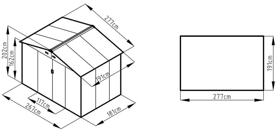 Sodo namukas Hudson, 9x6, Cold Grey цена и информация | Sodo nameliai, malkinės, pastogės | pigu.lt