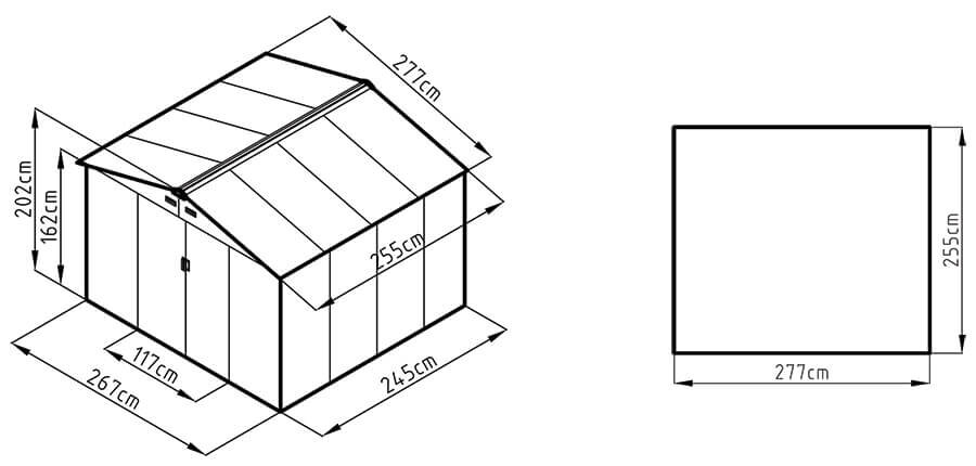 Sodo namukas Hudson, 9x8, Oak Grey kaina ir informacija | Sodo nameliai, malkinės, pastogės | pigu.lt