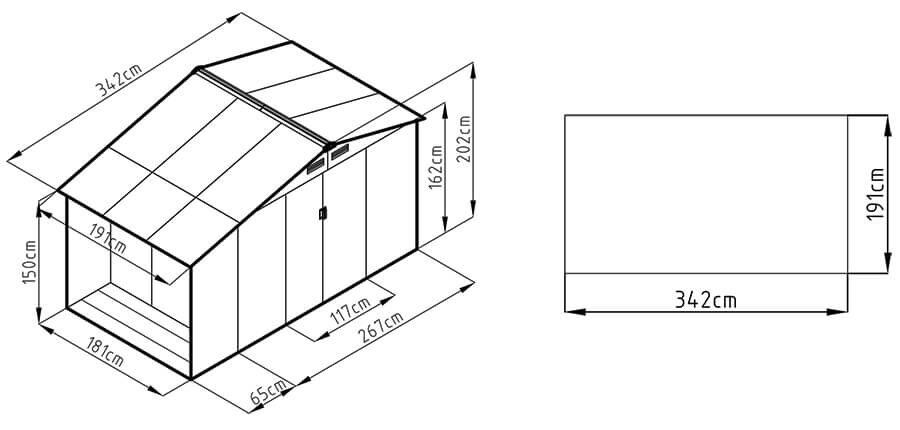 Sodo namukas su malkine Madison, 11x6, Walnut цена и информация | Sodo nameliai, malkinės, pastogės | pigu.lt