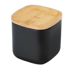 Линия box zense black :контейнер для ватных дисков с элегантным дизайном чёрного цвета и бамбуковой крышкой цена и информация | Аксессуары для ванной комнаты | pigu.lt