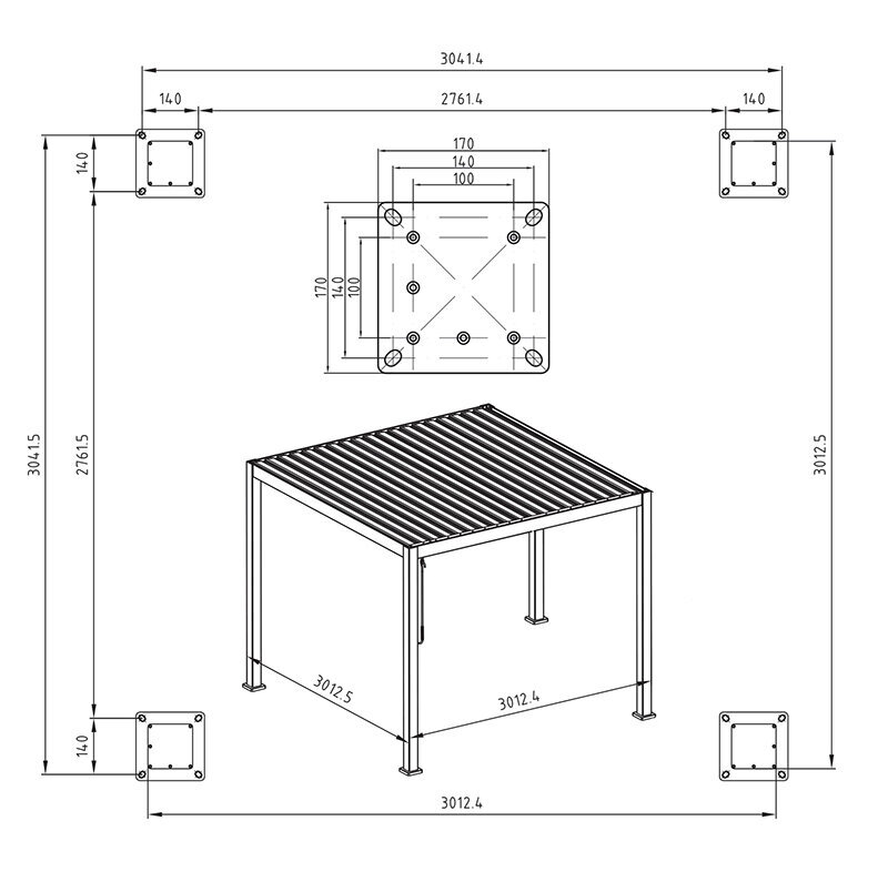 Pavėsinė Pergola Premium, 300 x 300 x 250 cm, pilka цена и информация | Pavėsinės | pigu.lt