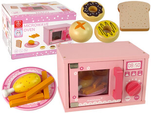 Vaikiška medinė mikrobangų krosnelė su priedais Acarebanny, rožinė, 10d. kaina ir informacija | Žaislai mergaitėms | pigu.lt
