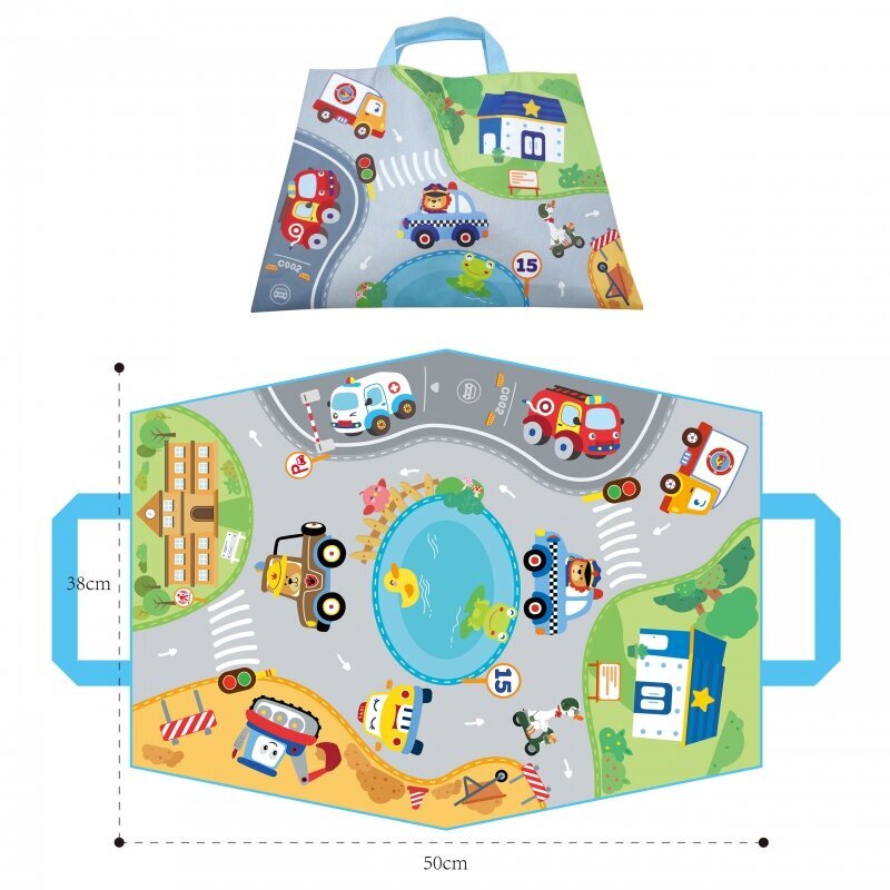 Pliušinių automobilių rinkinys su kelio kilimėliu Woopie kaina ir informacija | Žaislai kūdikiams | pigu.lt