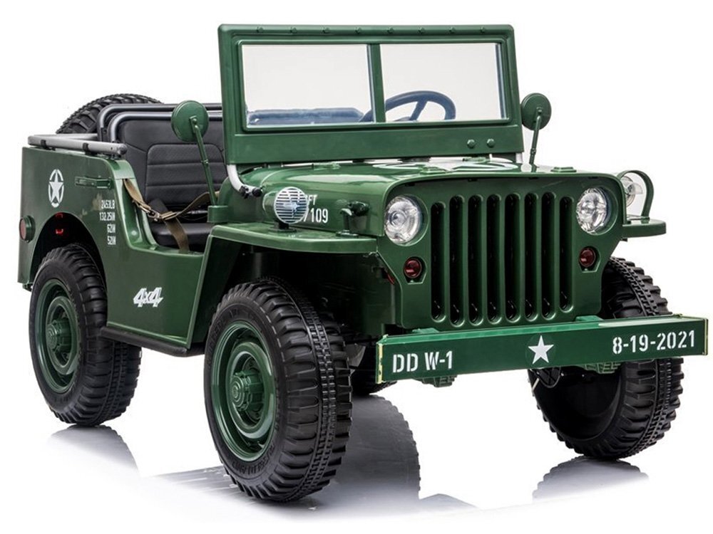 Trivietis vaikiškas elektromobilis Jeep Willys, žalias kaina ir informacija | Elektromobiliai vaikams | pigu.lt