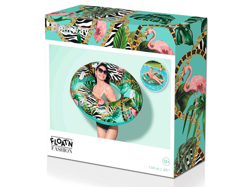 Pripučiamas plaukimo ratas Bestway Floral Fantasy, 114cm, žalias kaina ir informacija | Pripučiamos ir paplūdimio prekės | pigu.lt