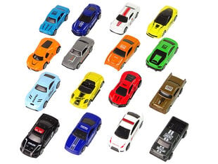 Metalinių sportinių automobilių rinkinys Lean Toys, 16 el. kaina ir informacija | Žaislai berniukams | pigu.lt