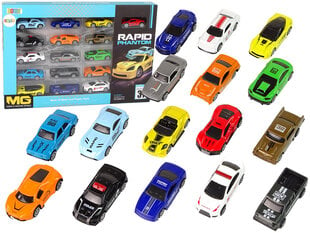 Metalinių sportinių automobilių rinkinys Lean Toys, 16 el. kaina ir informacija | Žaislai berniukams | pigu.lt