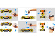 Kaskadinis 4WD jutikliu valdomas automobilis, geltonas kaina ir informacija | Žaislai berniukams | pigu.lt