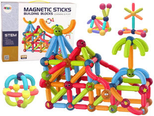 MAGNETIC STICKS набор развивающих магнитных блоков, 128 эл. цена и информация | Конструкторы и кубики | pigu.lt